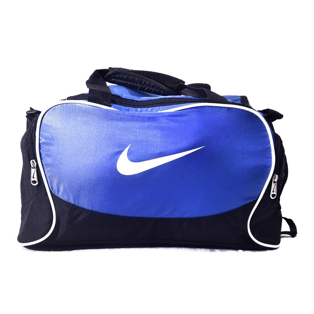 Nike Duffel Bag Blue Black Gym Sports Travel Shoulder Bag Multi Pocket